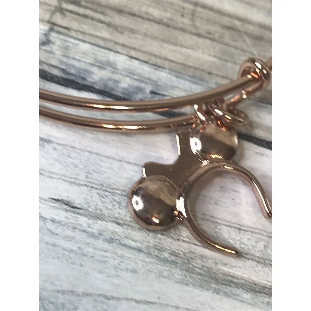 Alex and Ani Disney Dangle Minnie Mouse Ears Rose Gold Tone Bracelet 2024‎ NWOT